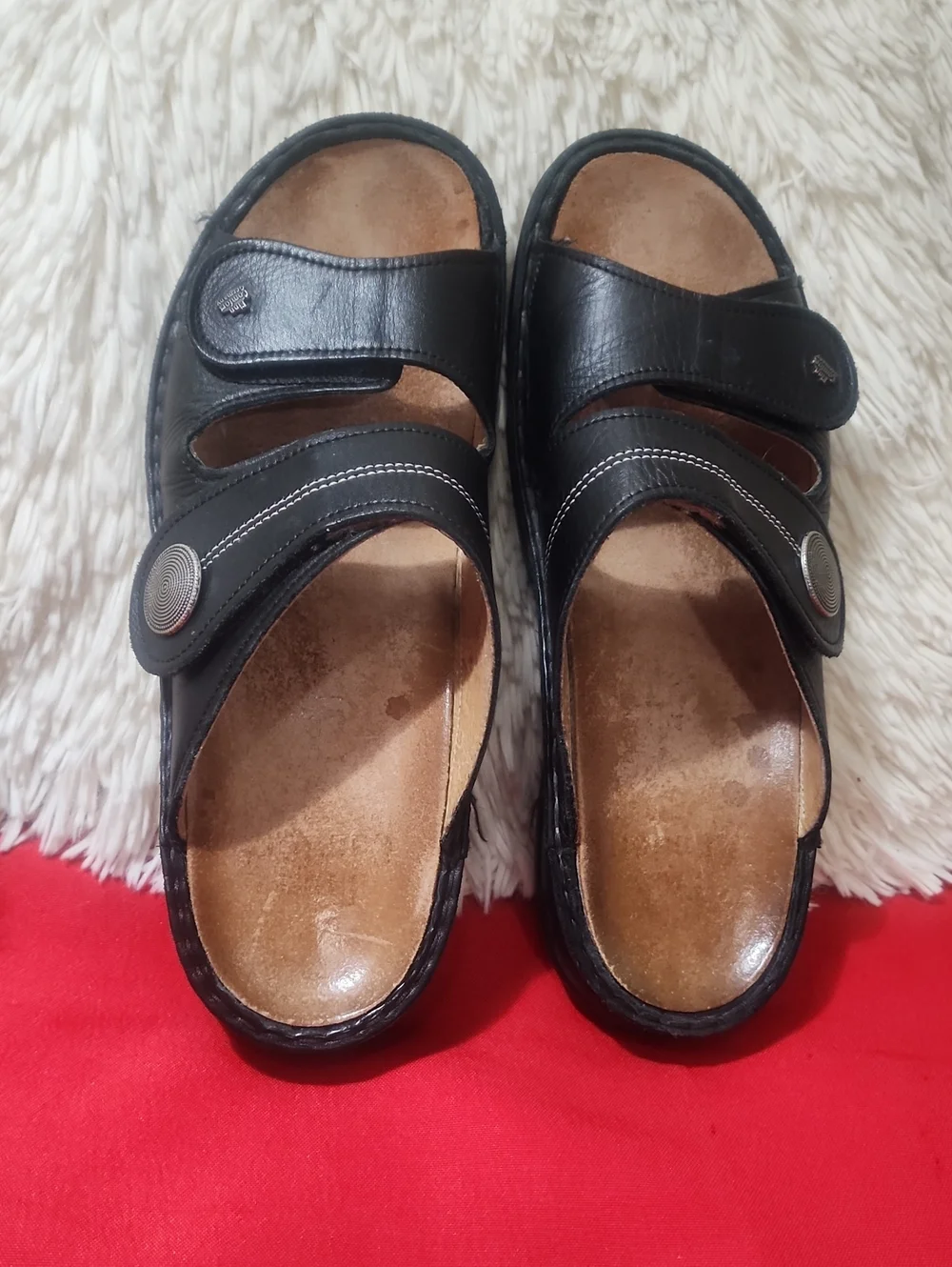 Finn Comfort Sansibar_s Black Slide Sandals with Adjustable Straps